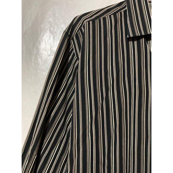 Alfani Mens Button-Up Shirt Black Striped Long Sleeve Point Collar Pocket L 16 - Picture 3 of 8